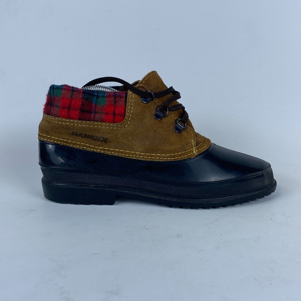 Danexx Duck Ankle Snow Boots Womens Size 8‎ Black Brown Suede Flannel Style Trim - Picture 9 of 10